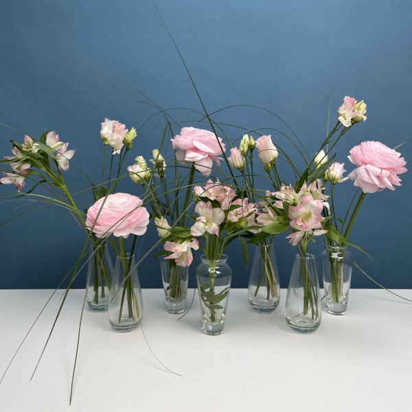 Настольная композиция из семи ваз Розовая свадьба